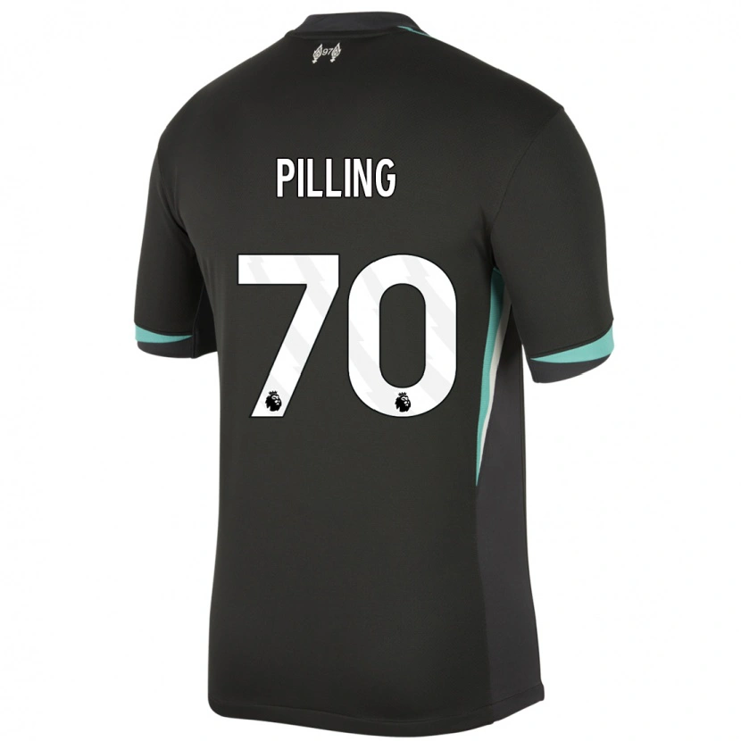 Danxen Mænd Tommy Pilling #70 Sort Antracit Hvid Udebane Spillertrøjer 2024/25 Trøje T-Shirt