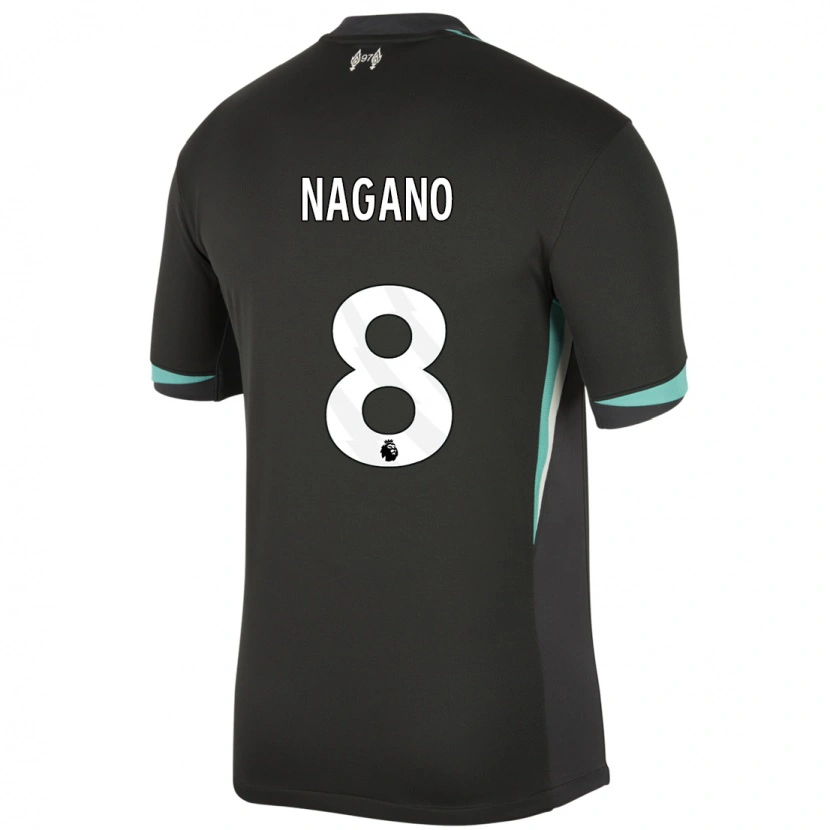 Danxen Mænd Fūka Nagano #8 Sort Antracit Hvid Udebane Spillertrøjer 2024/25 Trøje T-Shirt