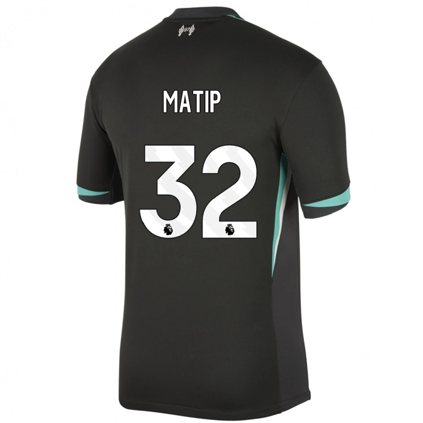 Danxen Mænd Joel Matip #32 Sort Antracit Hvid Udebane Spillertrøjer 2024/25 Trøje T-Shirt
