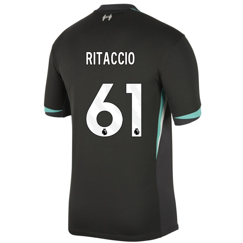 Danxen Mænd Matteo Ritaccio #61 Sort Antracit Hvid Udebane Spillertrøjer 2024/25 Trøje T-Shirt