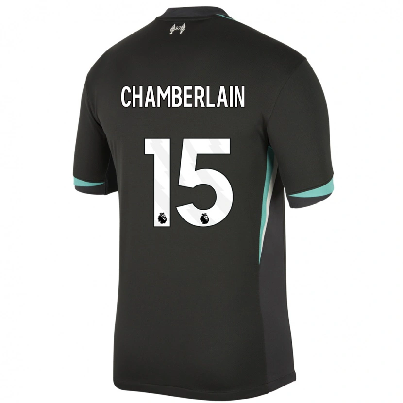 Danxen Mænd Alex Oxlade Chamberlain #15 Sort Antracit Hvid Udebane Spillertrøjer 2024/25 Trøje T-Shirt