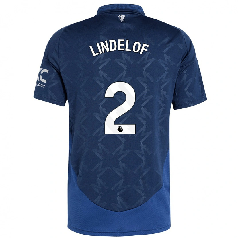 Danxen Mænd Victor Lindelöf #2 Indigo Udebane Spillertrøjer 2024/25 Trøje T-Shirt