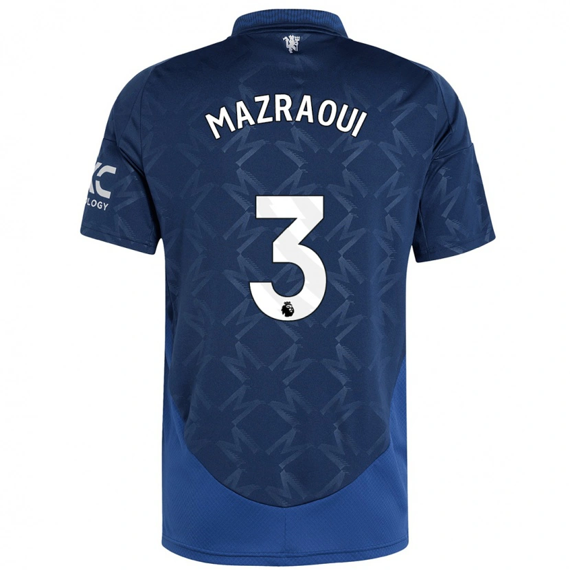 Danxen Mænd Noussair Mazraoui #3 Indigo Udebane Spillertrøjer 2024/25 Trøje T-Shirt