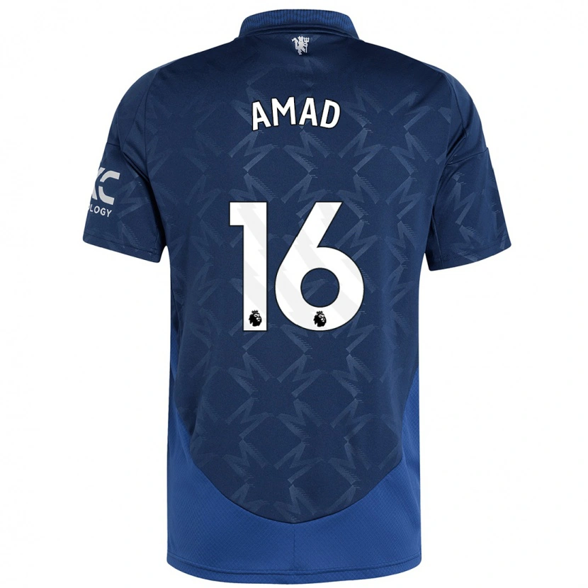 Danxen Mænd Amad Diallo #16 Indigo Udebane Spillertrøjer 2024/25 Trøje T-Shirt