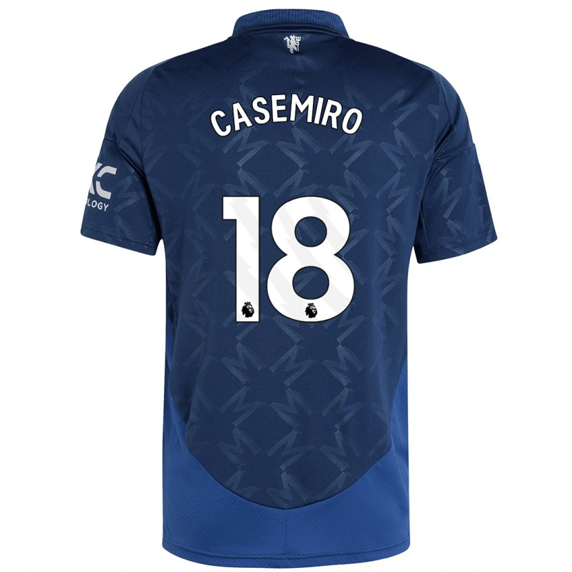 Danxen Mænd Casemiro #18 Indigo Udebane Spillertrøjer 2024/25 Trøje T-Shirt