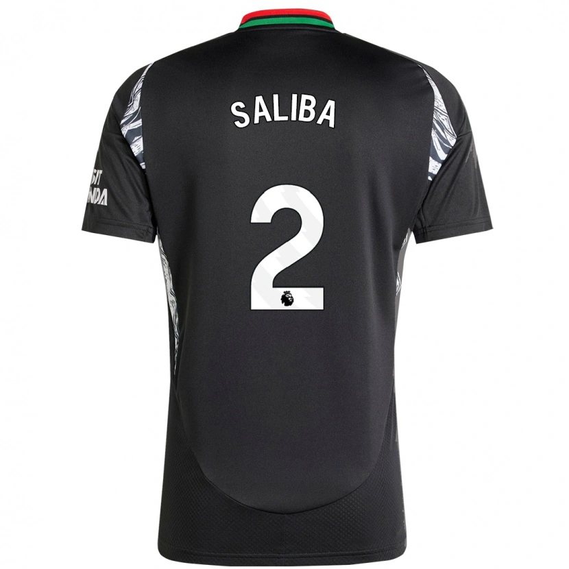 Danxen Mænd William Saliba #2 Sort Udebane Spillertrøjer 2024/25 Trøje T-Shirt