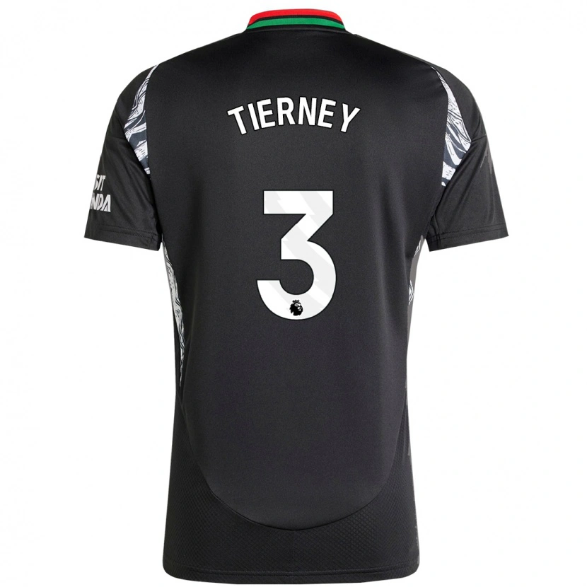 Danxen Mænd Kieran Tierney #3 Sort Udebane Spillertrøjer 2024/25 Trøje T-Shirt