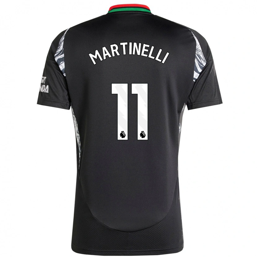 Danxen Mænd Gabriel Martinelli #11 Sort Udebane Spillertrøjer 2024/25 Trøje T-Shirt