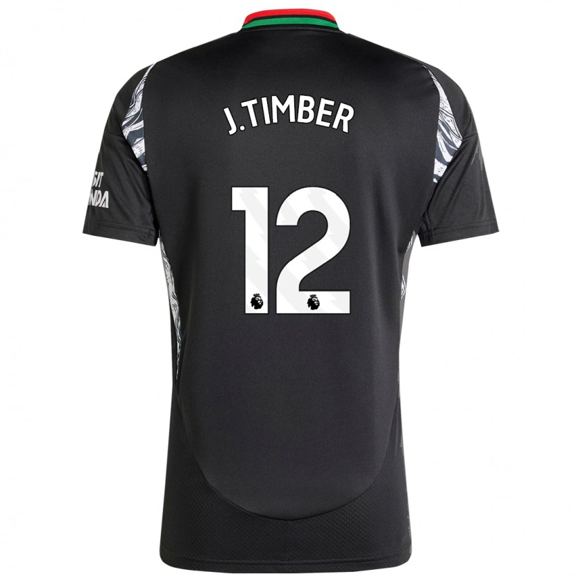 Danxen Mænd Jurrien Timber #12 Sort Udebane Spillertrøjer 2024/25 Trøje T-Shirt