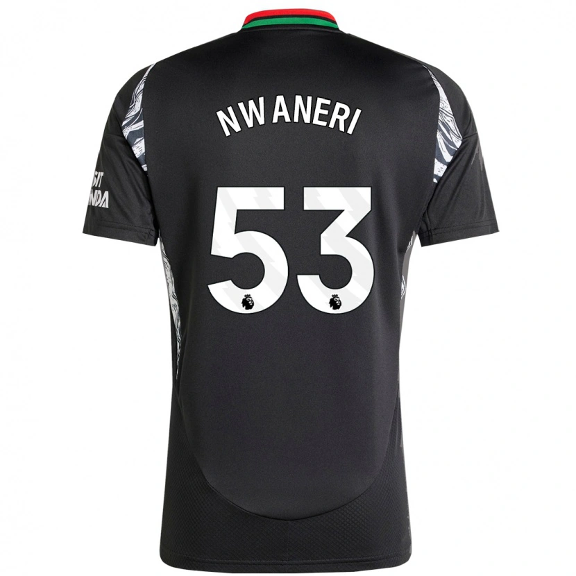 Danxen Mænd Ethan Nwaneri #53 Sort Udebane Spillertrøjer 2024/25 Trøje T-Shirt