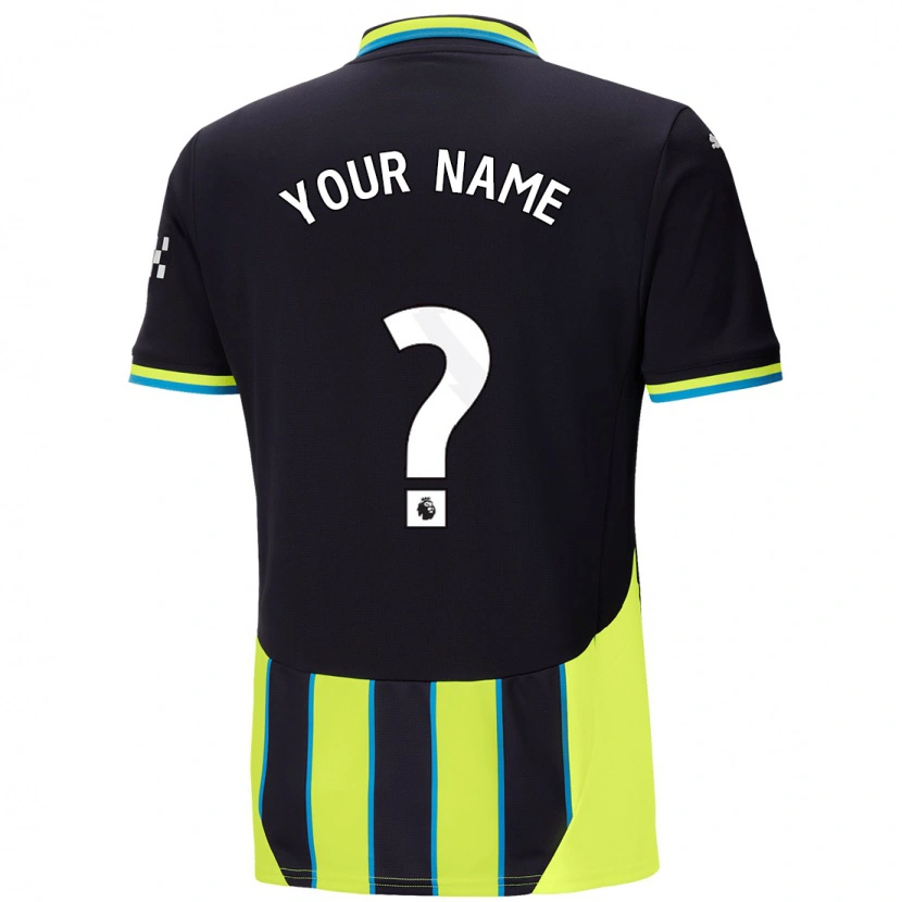 Danxen Mænd Dit Navn #0 Blå Gul Udebane Spillertrøjer 2024/25 Trøje T-Shirt