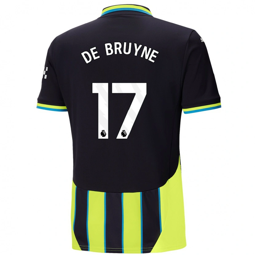 Danxen Mænd Kevin De Bruyne #17 Blå Gul Udebane Spillertrøjer 2024/25 Trøje T-Shirt
