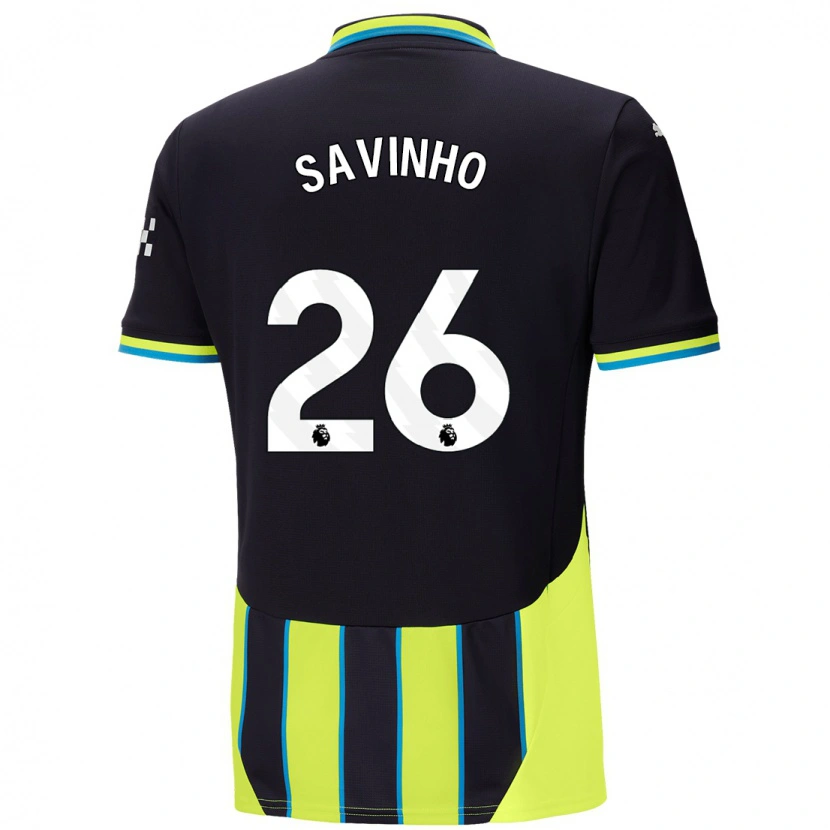 Danxen Mænd Savinho #26 Blå Gul Udebane Spillertrøjer 2024/25 Trøje T-Shirt
