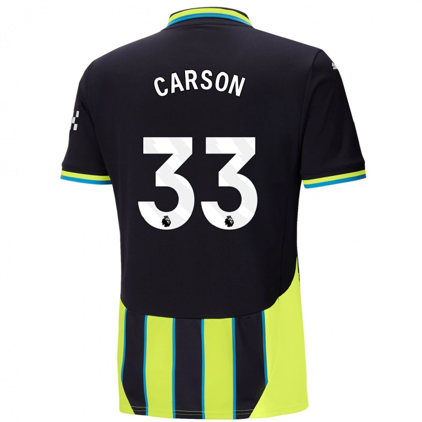 Danxen Mænd Scott Carson #33 Blå Gul Udebane Spillertrøjer 2024/25 Trøje T-Shirt
