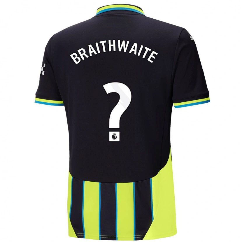 Danxen Mænd Kaden Braithwaite #0 Blå Gul Udebane Spillertrøjer 2024/25 Trøje T-Shirt
