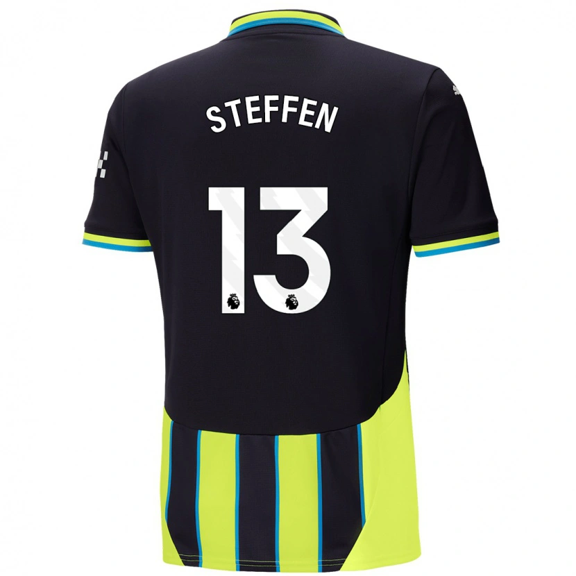 Danxen Mænd Zack Steffen #13 Blå Gul Udebane Spillertrøjer 2024/25 Trøje T-Shirt