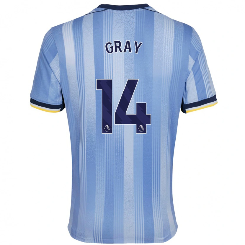 Danxen Mænd Archie Gray #14 Lyseblå Udebane Spillertrøjer 2024/25 Trøje T-Shirt