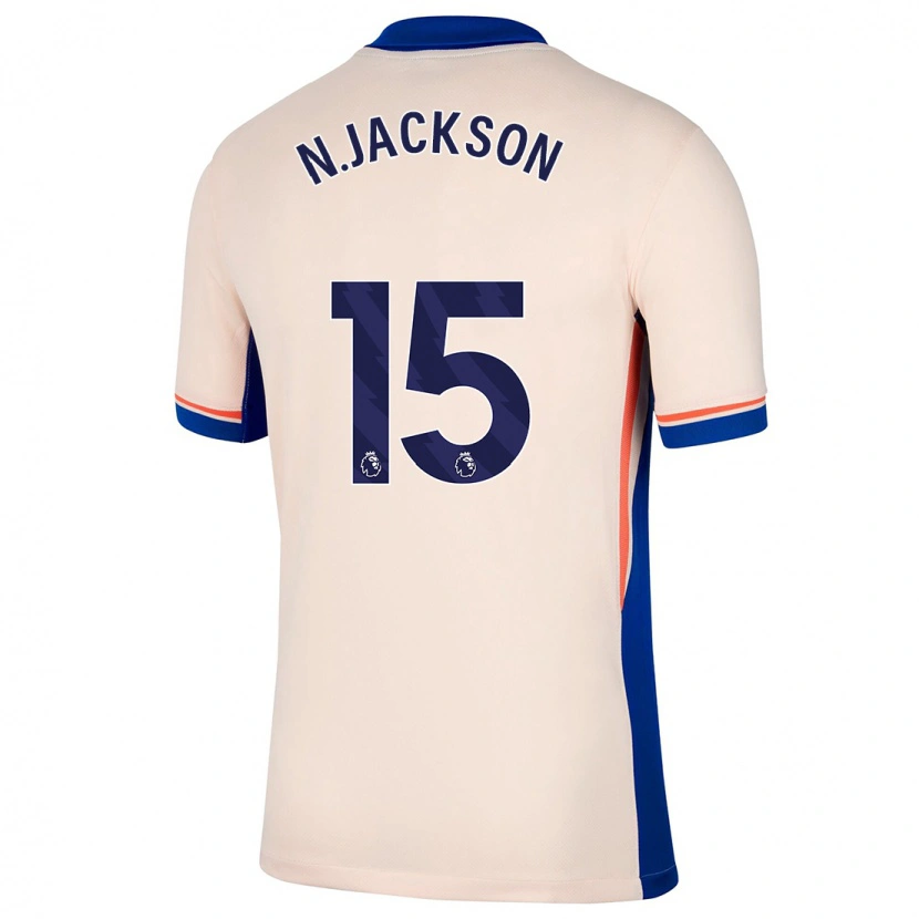 Danxen Mænd Nicolas Jackson #15 Lys Beige Udebane Spillertrøjer 2024/25 Trøje T-Shirt