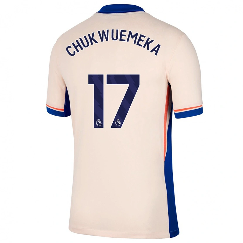 Danxen Mænd Carney Chukwuemeka #17 Lys Beige Udebane Spillertrøjer 2024/25 Trøje T-Shirt