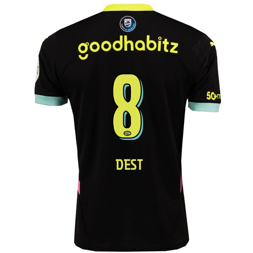 Danxen Mænd Sergiño Dest #8 Sort Gul Udebane Spillertrøjer 2024/25 Trøje T-Shirt