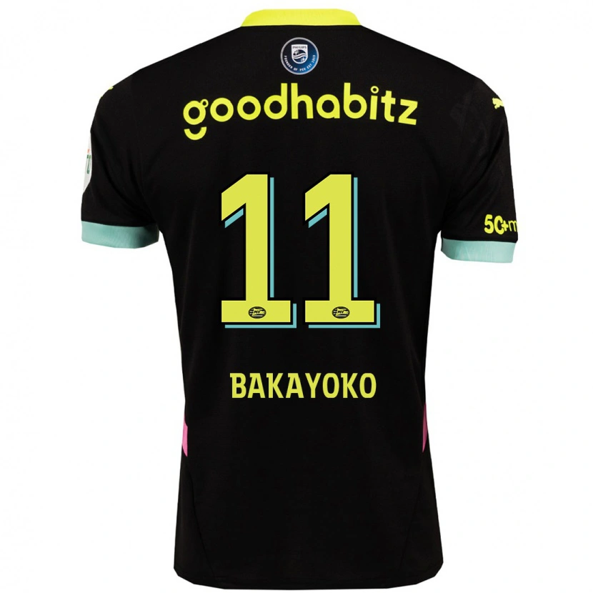 Danxen Mænd Johan Bakayoko #11 Sort Gul Udebane Spillertrøjer 2024/25 Trøje T-Shirt