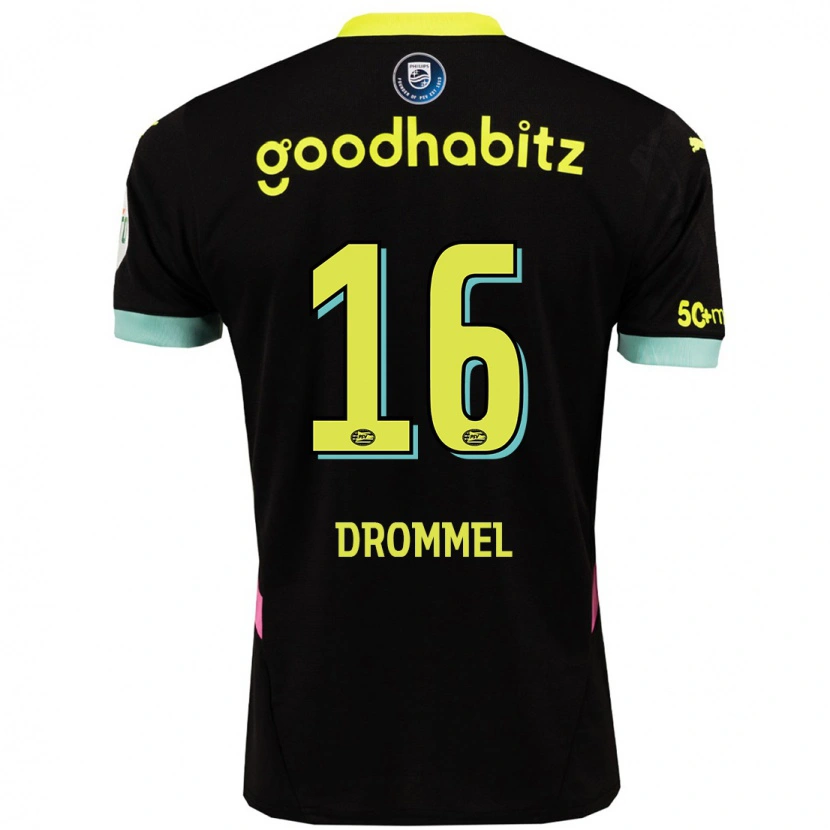 Danxen Mænd Joël Drommel #16 Sort Gul Udebane Spillertrøjer 2024/25 Trøje T-Shirt