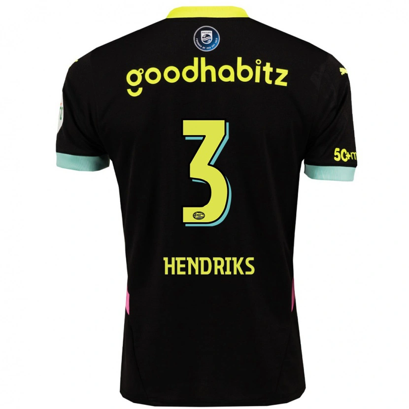 Danxen Mænd Gwyneth Hendriks #3 Sort Gul Udebane Spillertrøjer 2024/25 Trøje T-Shirt