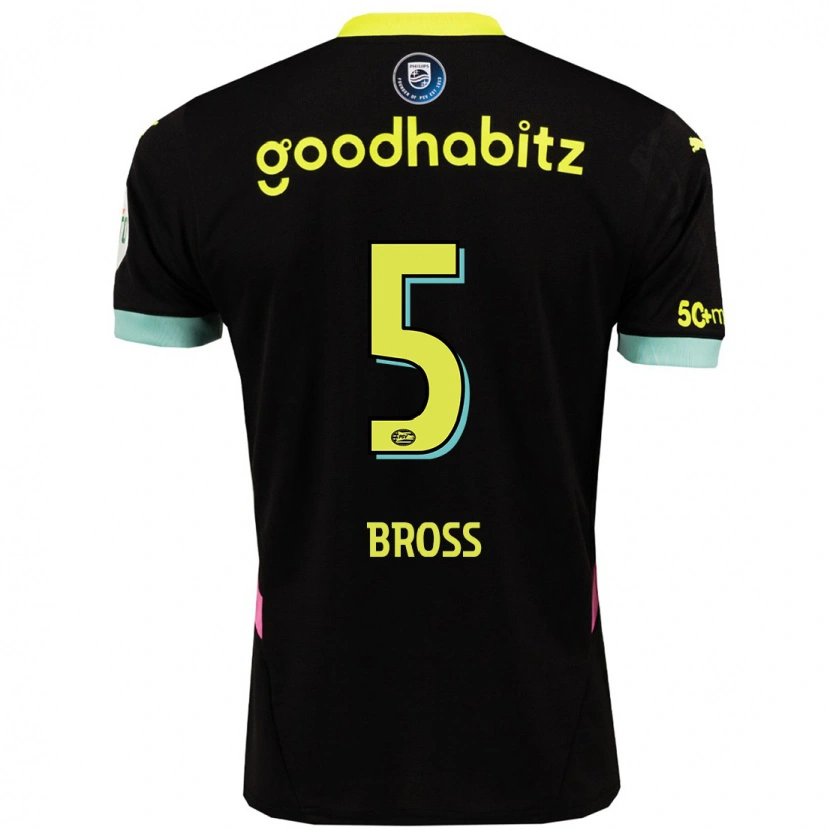 Danxen Mænd Melanie Bross #5 Sort Gul Udebane Spillertrøjer 2024/25 Trøje T-Shirt