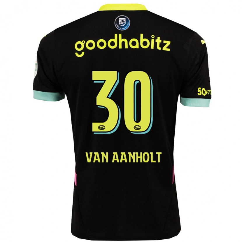 Danxen Mænd Patrick Van Aanholt #30 Sort Gul Udebane Spillertrøjer 2024/25 Trøje T-Shirt