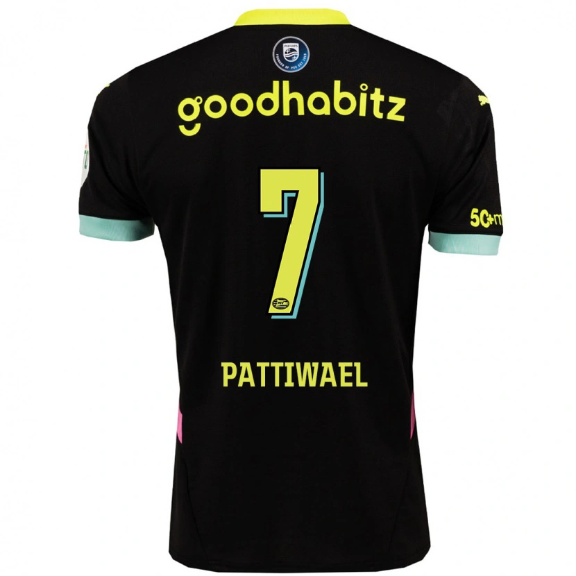 Danxen Mænd Naomi Pattiwael #7 Sort Gul Udebane Spillertrøjer 2024/25 Trøje T-Shirt
