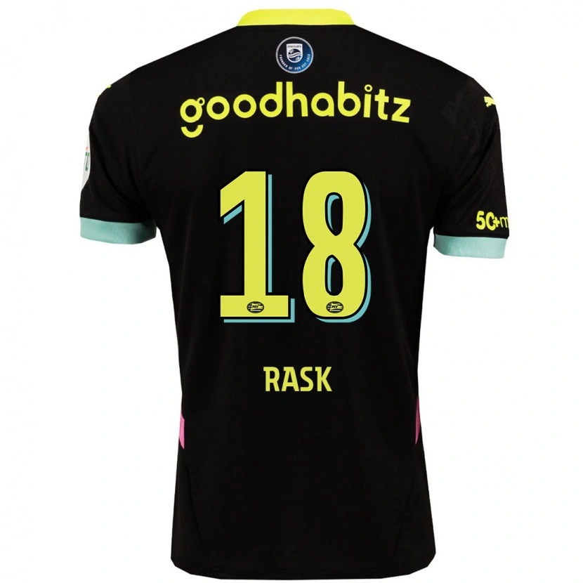 Danxen Mænd Caroline Rask #18 Sort Gul Udebane Spillertrøjer 2024/25 Trøje T-Shirt