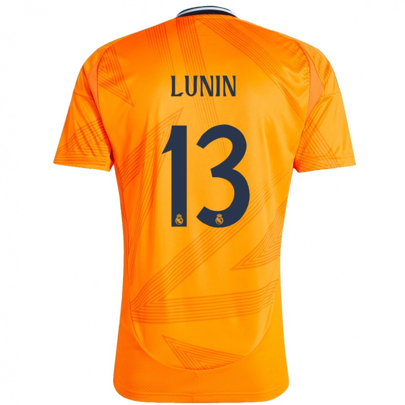 Danxen Mænd Andriy Lunin #13 Orange Udebane Spillertrøjer 2024/25 Trøje T-Shirt