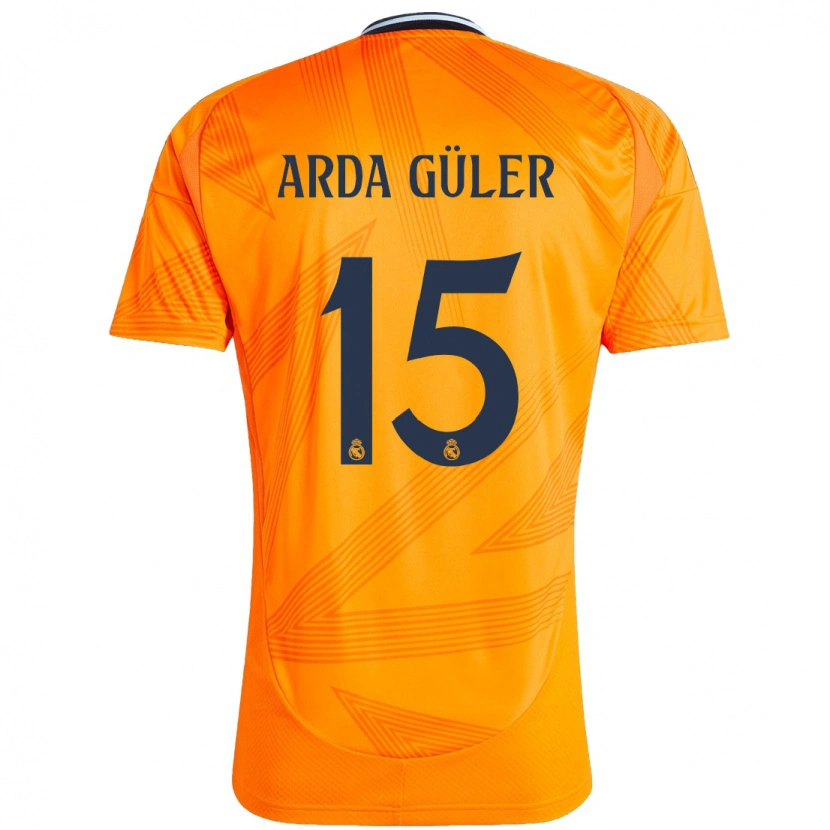 Danxen Mænd Arda Güler #15 Orange Udebane Spillertrøjer 2024/25 Trøje T-Shirt
