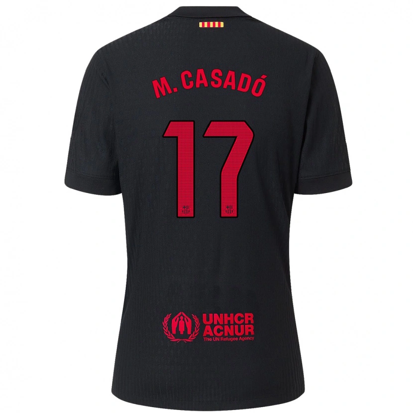 Danxen Mænd Marc Casadó #17 Sort Rød Udebane Spillertrøjer 2024/25 Trøje T-Shirt