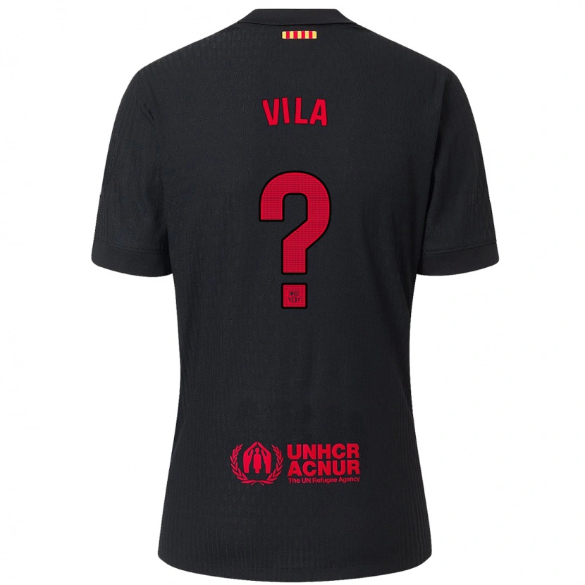 Danxen Mænd Manu Vila #0 Sort Rød Udebane Spillertrøjer 2024/25 Trøje T-Shirt
