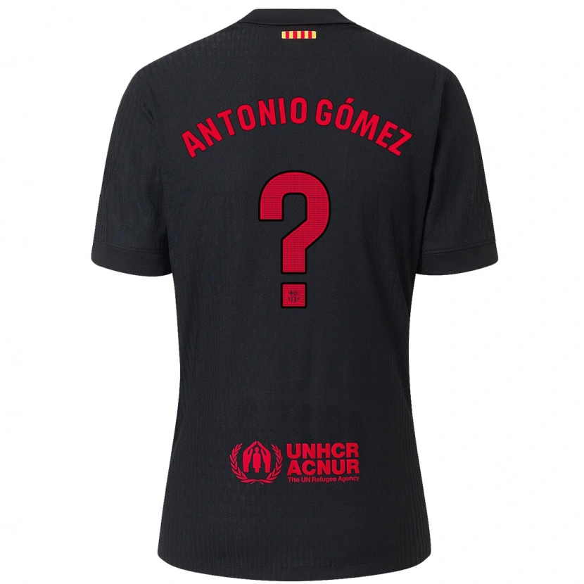 Danxen Mænd Antonio Gómez #0 Sort Rød Udebane Spillertrøjer 2024/25 Trøje T-Shirt
