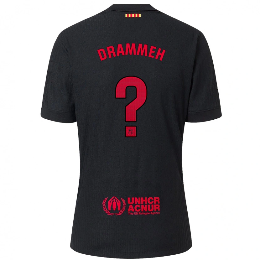Danxen Mænd Alieu Drammeh #0 Sort Rød Udebane Spillertrøjer 2024/25 Trøje T-Shirt