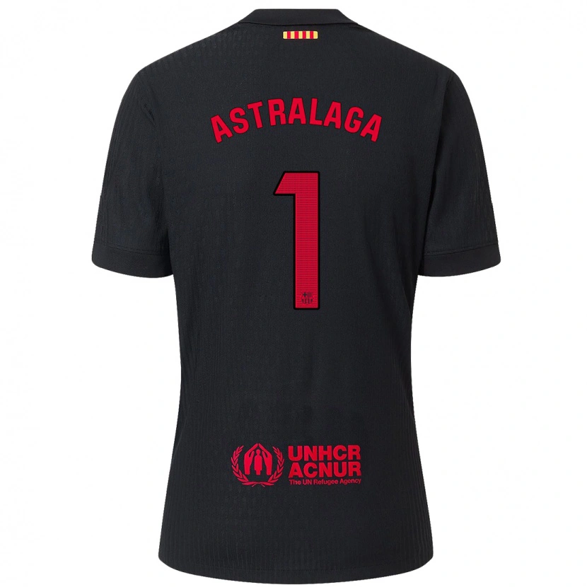 Danxen Mænd Ander Astralaga #1 Sort Rød Udebane Spillertrøjer 2024/25 Trøje T-Shirt
