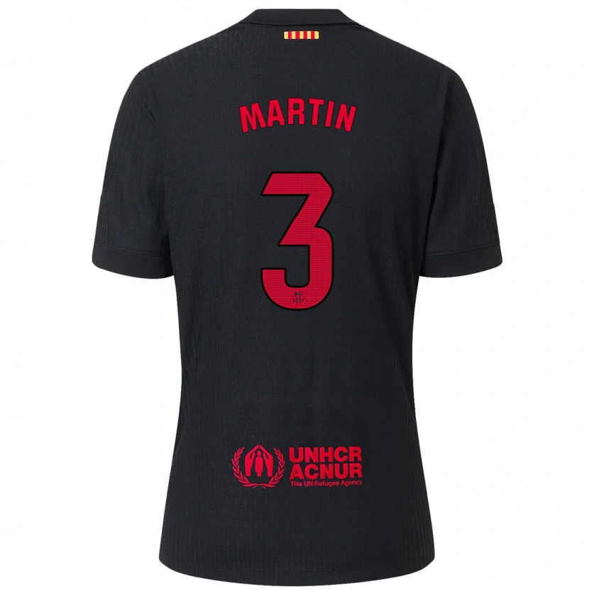 Danxen Mænd Gerard Martín #3 Sort Rød Udebane Spillertrøjer 2024/25 Trøje T-Shirt