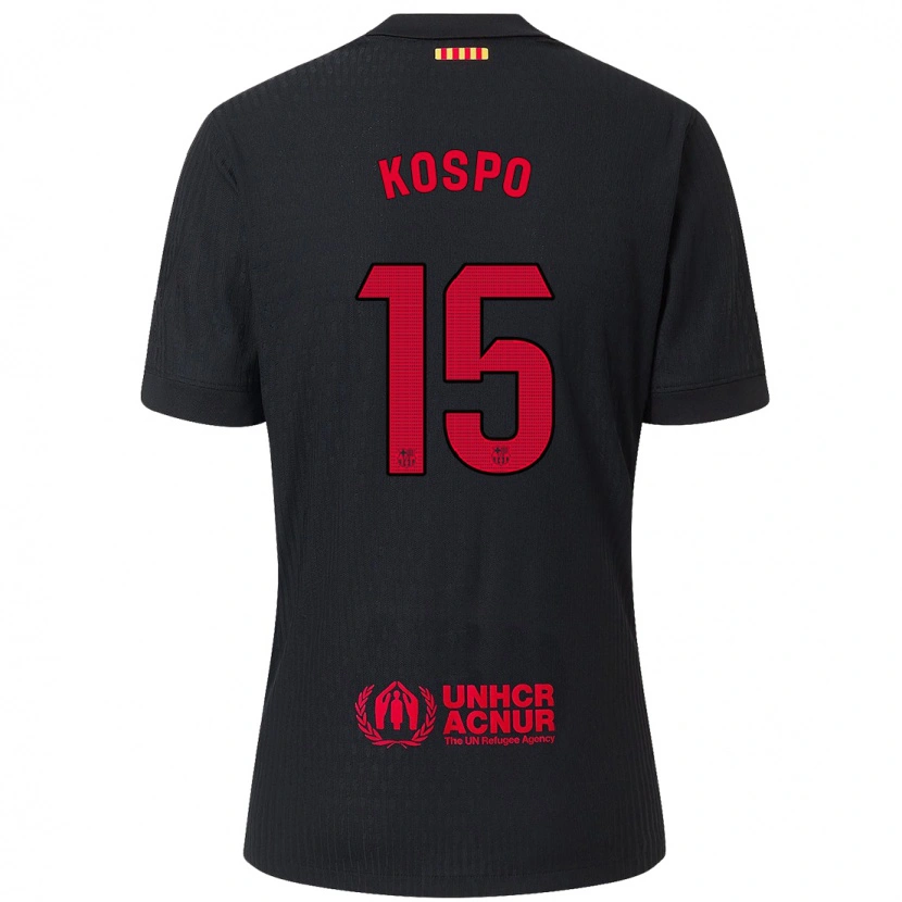 Danxen Mænd Eman Kospo #15 Sort Rød Udebane Spillertrøjer 2024/25 Trøje T-Shirt