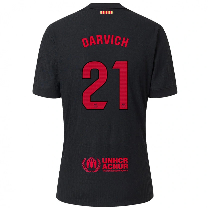 Danxen Mænd Noah Darvich #21 Sort Rød Udebane Spillertrøjer 2024/25 Trøje T-Shirt