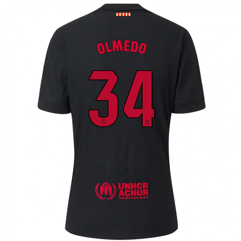 Danxen Mænd Alexis Olmedo #34 Sort Rød Udebane Spillertrøjer 2024/25 Trøje T-Shirt