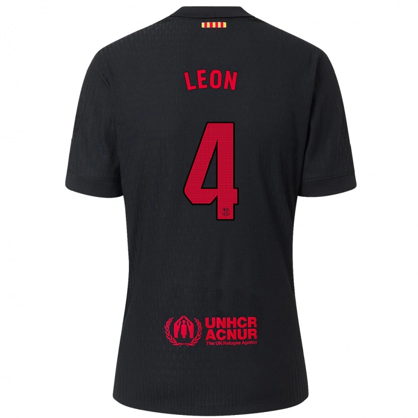 Danxen Mænd Mapi León #4 Sort Rød Udebane Spillertrøjer 2024/25 Trøje T-Shirt