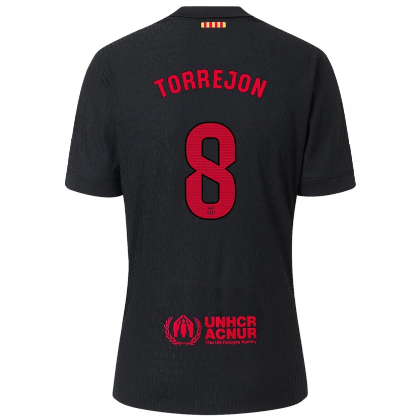 Danxen Mænd Marta Torrejón #8 Sort Rød Udebane Spillertrøjer 2024/25 Trøje T-Shirt