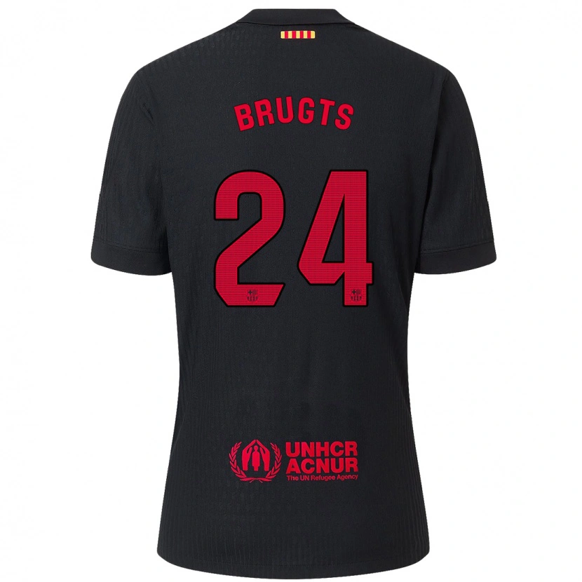 Danxen Mænd Esmee Brugts #24 Sort Rød Udebane Spillertrøjer 2024/25 Trøje T-Shirt