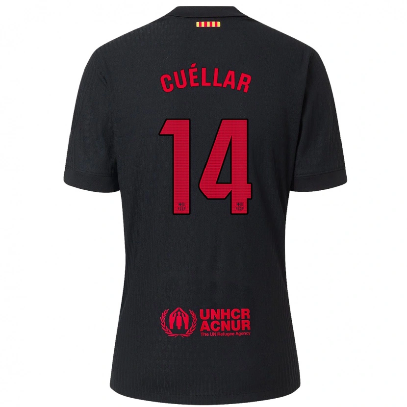 Danxen Mænd Jaume Cuéllar #14 Sort Rød Udebane Spillertrøjer 2024/25 Trøje T-Shirt