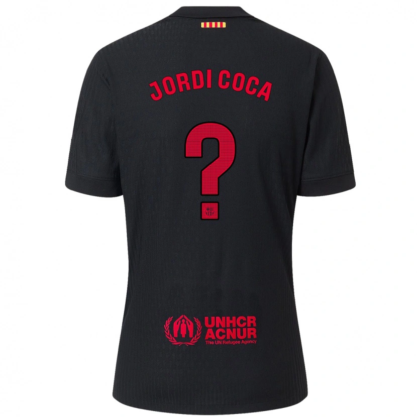 Danxen Mænd Jordi Coca #0 Sort Rød Udebane Spillertrøjer 2024/25 Trøje T-Shirt
