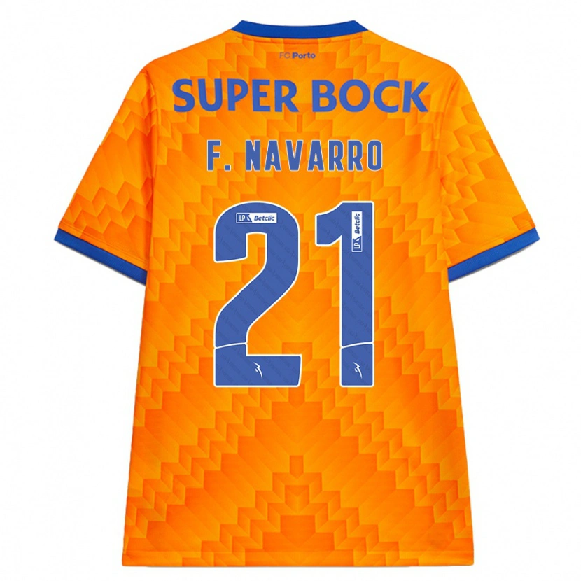 Danxen Mænd Fran Navarro #21 Orange Udebane Spillertrøjer 2024/25 Trøje T-Shirt