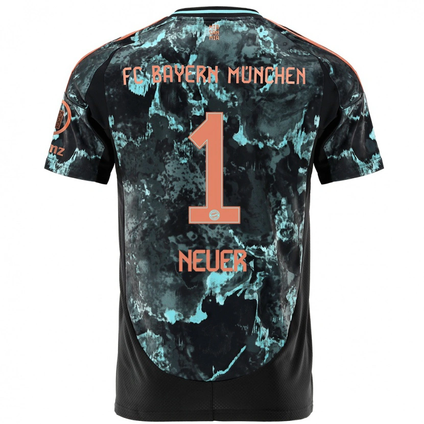 Danxen Mænd Manuel Neuer #1 Sort Udebane Spillertrøjer 2024/25 Trøje T-Shirt