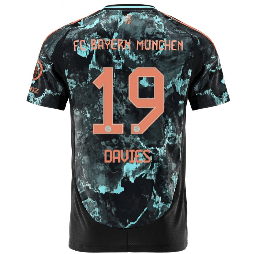 Danxen Mænd Alphonso Davies #19 Sort Udebane Spillertrøjer 2024/25 Trøje T-Shirt